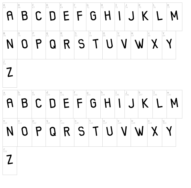 Xenik font map